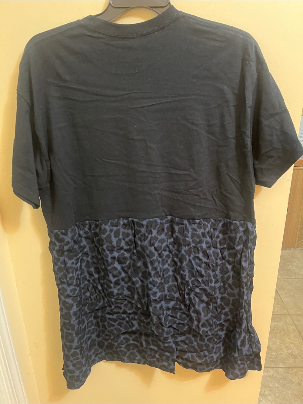 Jesus Loves You Black Graphic Top with Dark Blue Leopard Skirt Panel - Picture 2 of 3